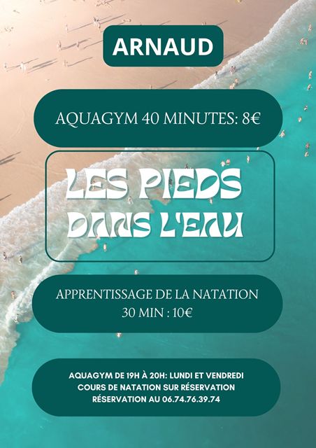 cet été, Arnaud, propose à la piscine naturelle des Ocybelles, au pied des montagnes des Pyrénées, des cours d'aquagym et de natation les lundis et vendredi